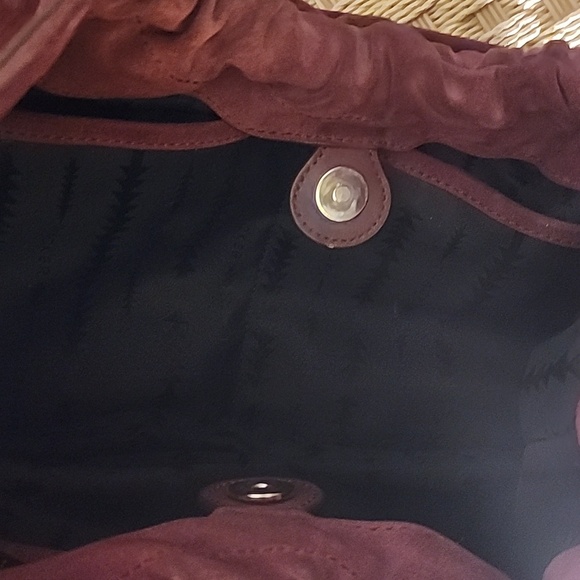 THACKER Convertible Small Suede Burgundy Satchel purse - Picture 3 of 5